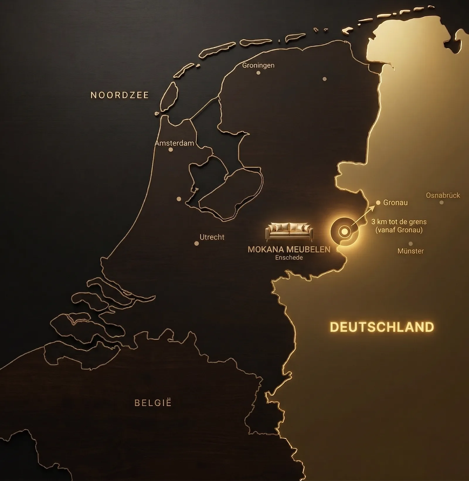 Centraal in Twente, dicht bij de grens