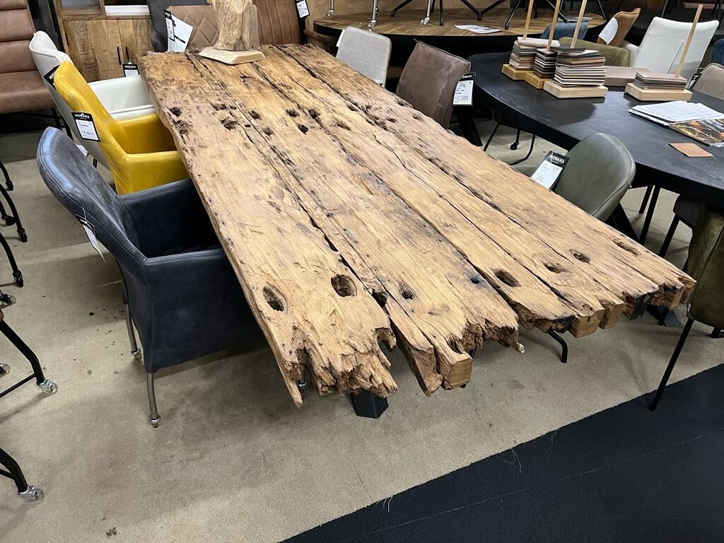 bouw zoals dat Wortel Uniek tafelblad Borneon hout oud grof en stoer tafel