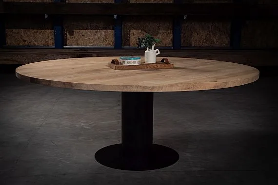 Ronde eiken eettafel van Robuust Hout