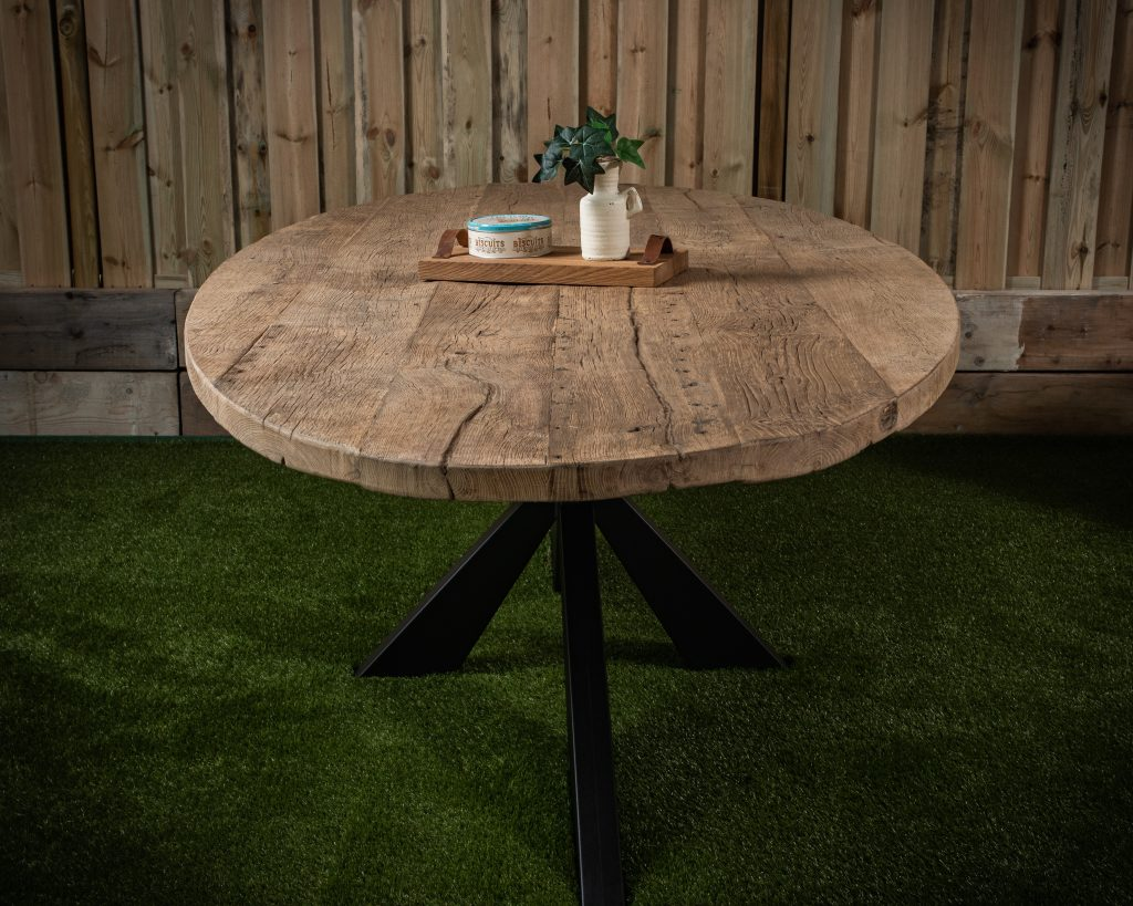 Ovale eettafel van oud eiken, Robuust Hout - Robuust Hout