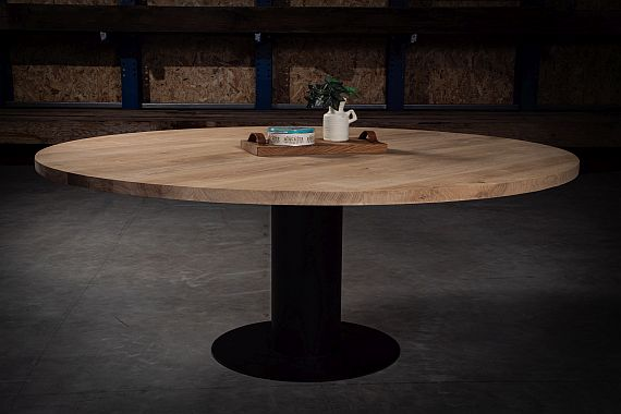 Ronde eiken eettafel van Robuust Hout - Robuust Hout