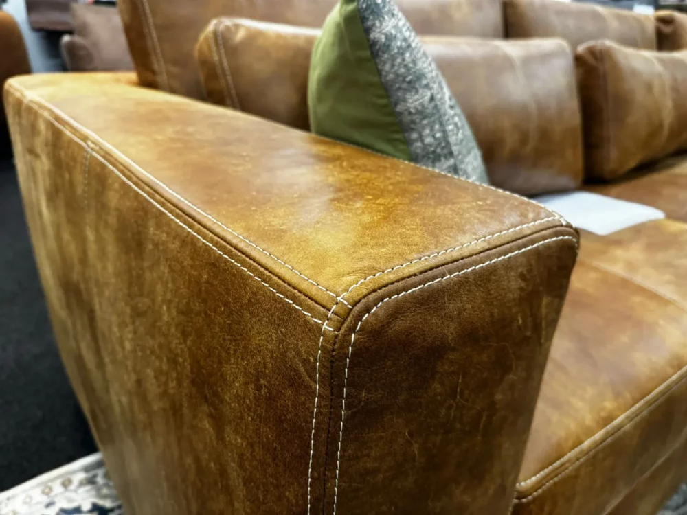 Hoekbank Anna concrete leder