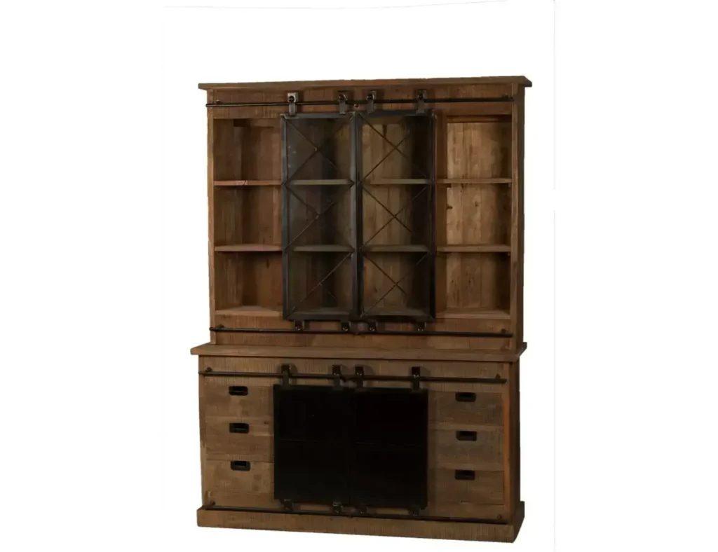 Vitrinekast teak schuifdeuren