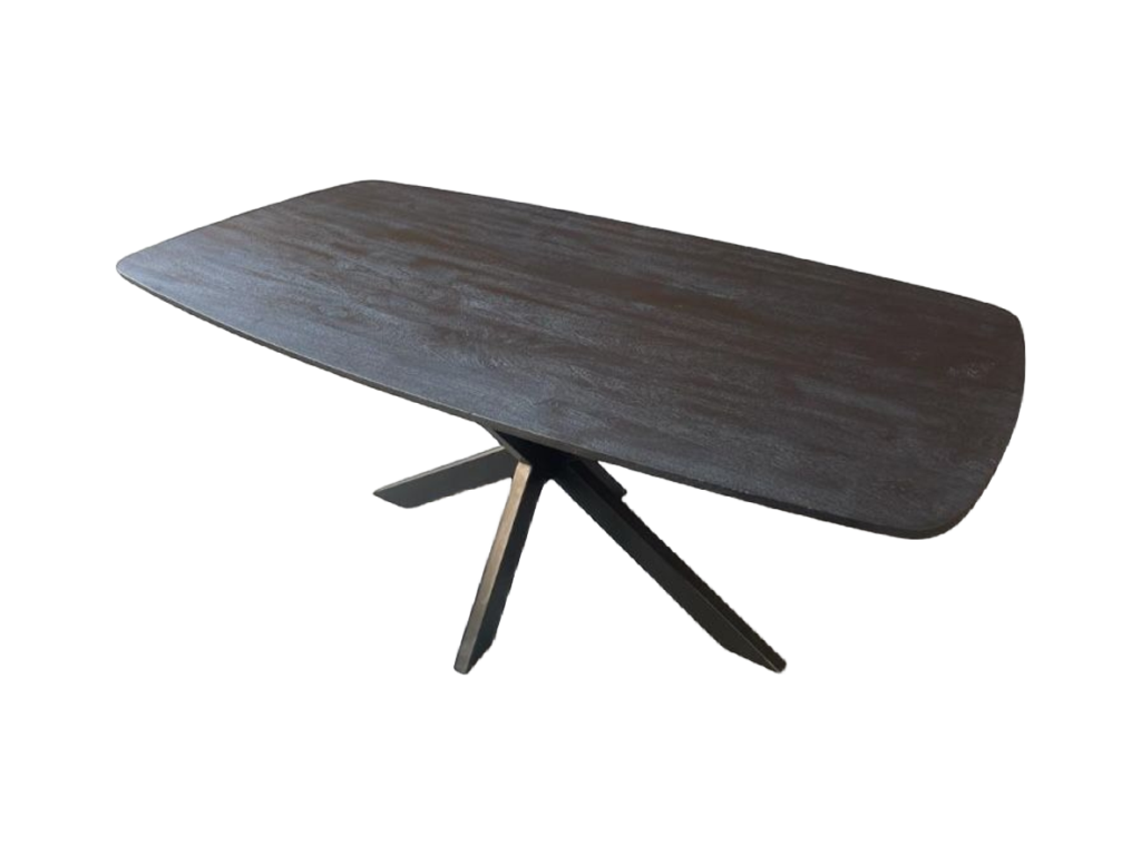 Eettafel deens ovaal zwart mangohout met spinvoet