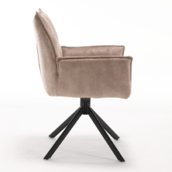 Eetkamerstoel Dani Velvet | Beige | Met armleuning