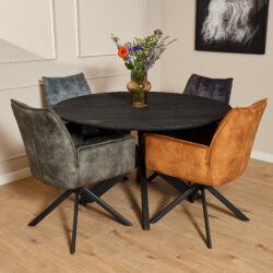 Eetkamerstoel Dani Velvet | Blue | Met armleuning