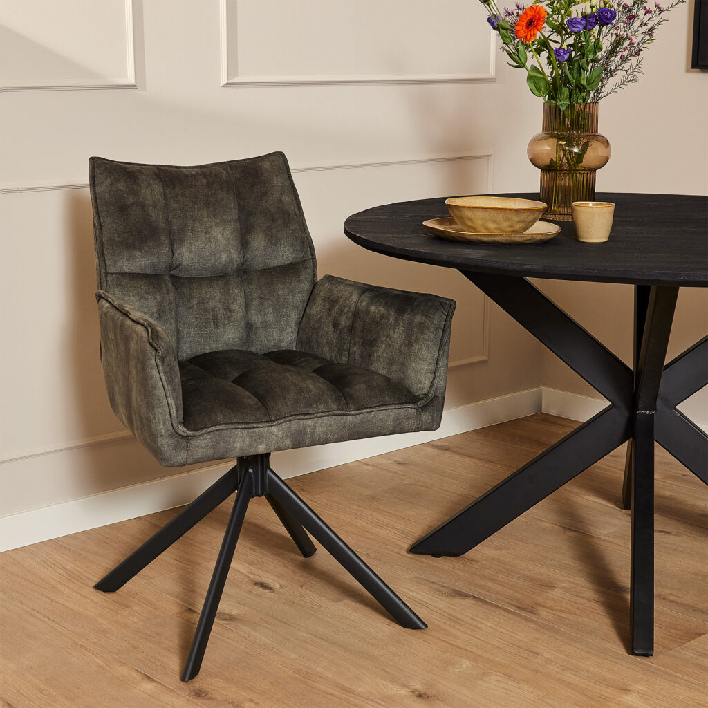 Eetkamerstoel Dani Velvet | Green | Met armleuning