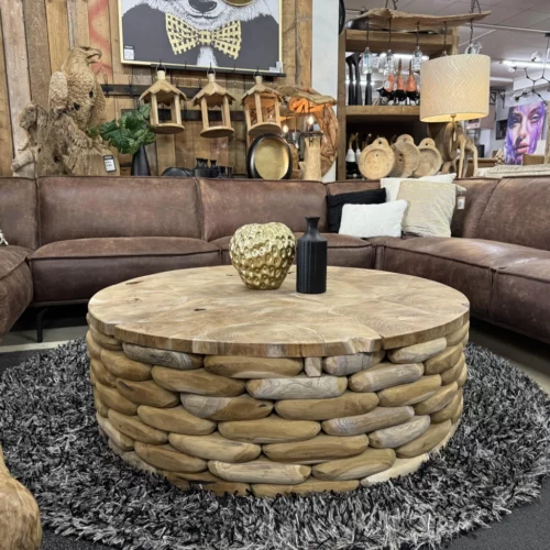 Salontafel Sem massief teak stukken uniek.