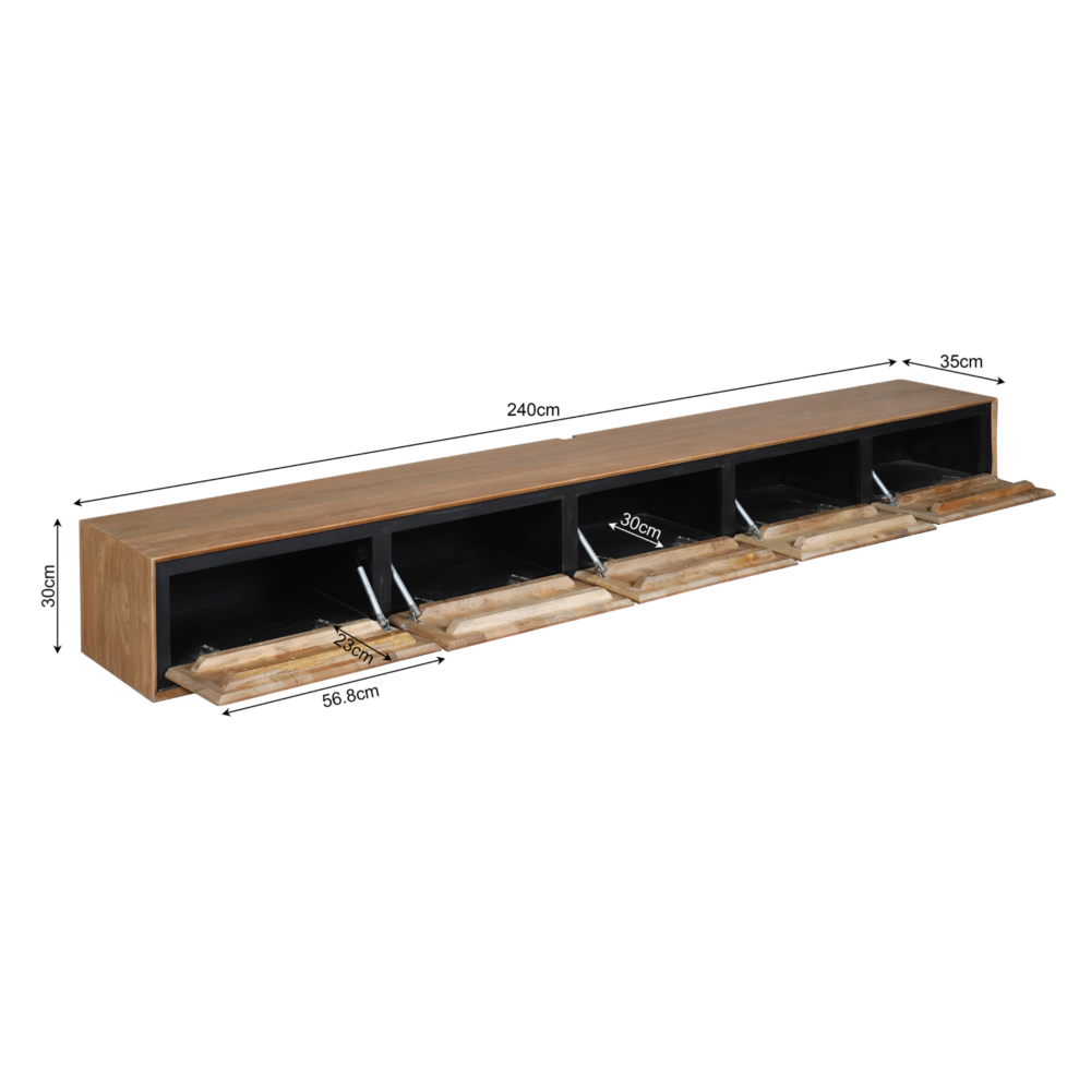 Zwevend tv meubel RichWood | 280 cm