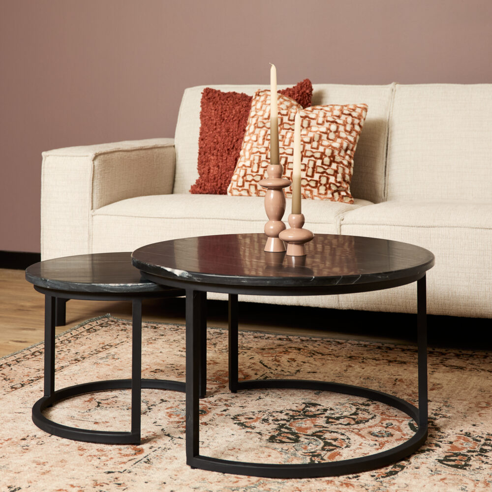 Salontafel Nova Black marble | 70 cm | Set van 2