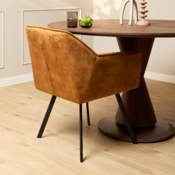 Eetkamerstoel Emma Velvet | Yellow | Met armleuning