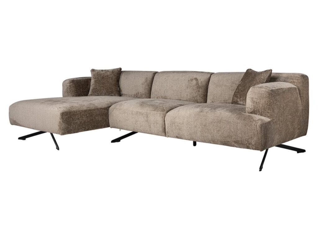 Bank Donovan 3-zits + lounge links (Bergen 104 taupe chenille)