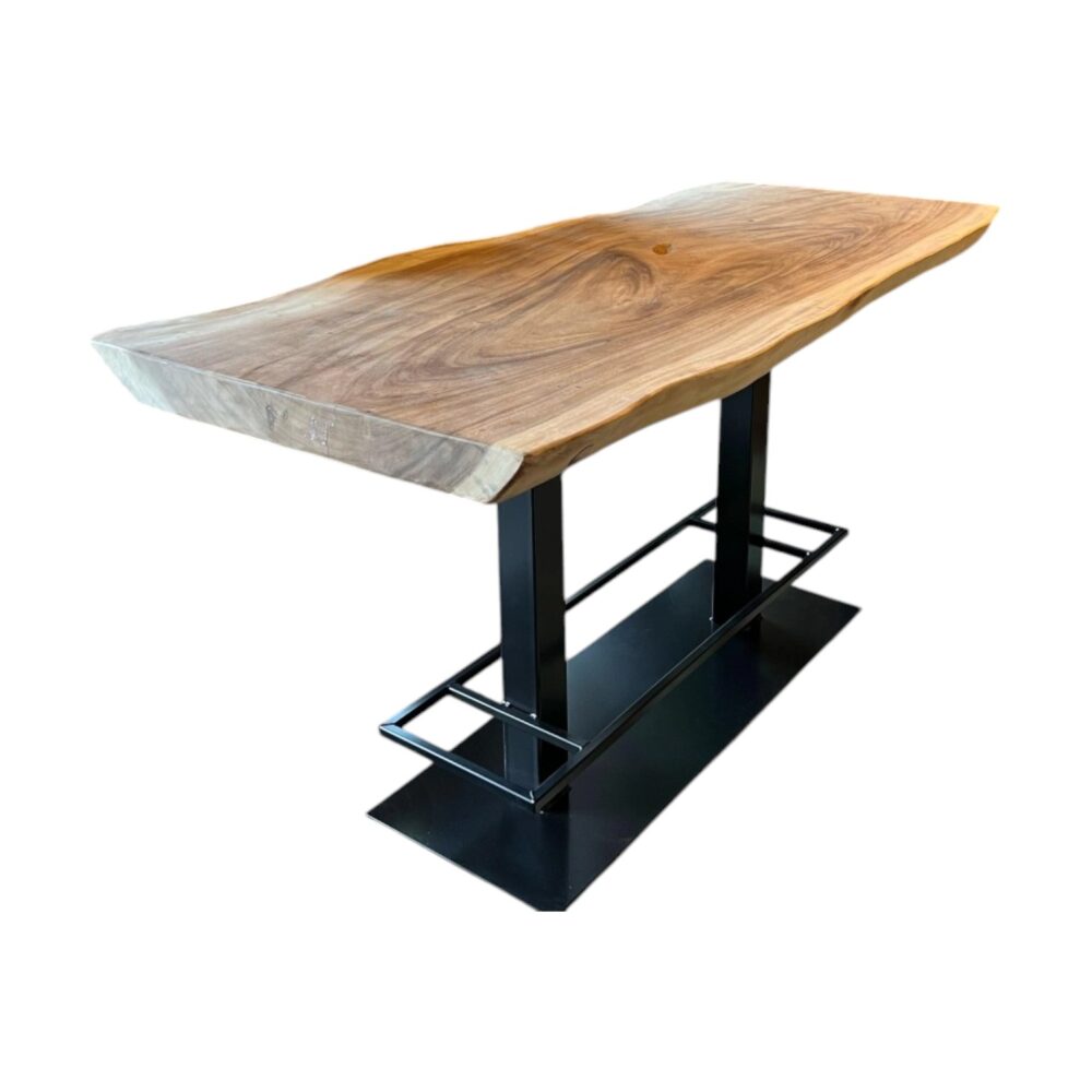 Bartafel massief suarhout met lange bartafel poot metaal
